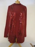 New Bob Mackie Burgundy Sequin Sweater Set, size large, 1 lb 5 oz