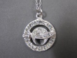 Silver Tone Masonic Sword and Crescent Pendant with Sterling Silver Necklace, 1 oz
