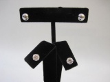 Two Pairs of 14K White Gold Earrings, studs and CZ, see pictures for condition AS IS, 1.4 g total