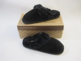 Lamo Design Footwear Black Leather/Fleece Shoes/Slippers, size Large, new in box, 1 lb 10 oz
