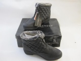 Weatherproof Grace Black Quilted Ankle Boots, size 9 Wide, new in box, 2 lbs 7 oz