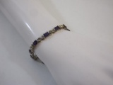 Sterling Silver and Amethyst Gemstone Bracelet, 12.6 g