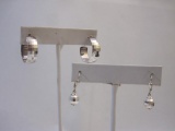 Two Pairs of Sterling Silver Disco Style Earrings, 11.0 g total weight