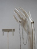 Sterling Silver Ball Chain Necklace and Earring Set, see pictures, 44.5 g total weight