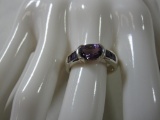 Sterling Silver Ring with Amethyst Gemstone, size 6.75, 4.3 g total weight