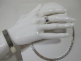 Sterling Silver Necklace, Bracelet and Ring in Woven Pattern, ring is size 7.75, 66.1 g total weight