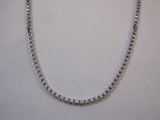 14K White Gold Linked Box Chain Necklace, 3.1 g