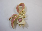Bob Mackie Pink Ribbon Angel Pin in branded box