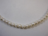 14K Gold Heart and Pearl Necklace, 18.9 g total weight