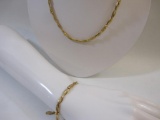 Stunning 14K Gold Twisted Necklace and Bracelet Set, 27.9 g total weight