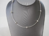 Sterling Silver Rolled Chain Necklace with Ball Accents, 10.4 g