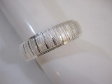 Sterling Silver Wide Textured Omega Flexible Bracelet, 27.6 g