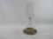 Clear Glass Oil Lamp with Metal Base, approx 13 inches tall
