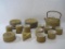 B & G Relief Stoneware Tea Set, 305, Teapot with Rattan Handle, Sugar Bowl, Cups and more,