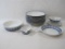 Z & Co. Firscenreuth Dinnerware, Blue and White Geometric Design, 11 Bowls with Footed Bowl, 3