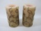 Candle Impressions Set of 2 Flameless 6 inch Textile Scroll Pilar Candles, Taupe Color, Vanilla