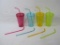 IJO On The Go Set of Four 18 oz Reusable Acrylic Tumblers with Twist On Cap and Straws,
