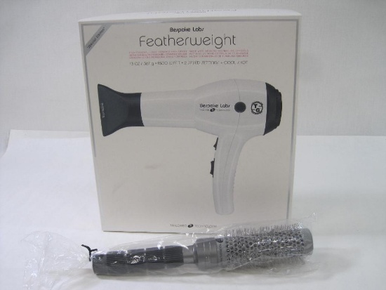 Featherweight Professional Ionic Ceramic Hair Dryer by Bespoke Labs With T3 Brush With Tourmaline