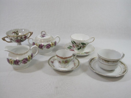 Empire Bavaria Sugar Bowl and Creamer with Tea Cup and Saucer Assortment including Signature