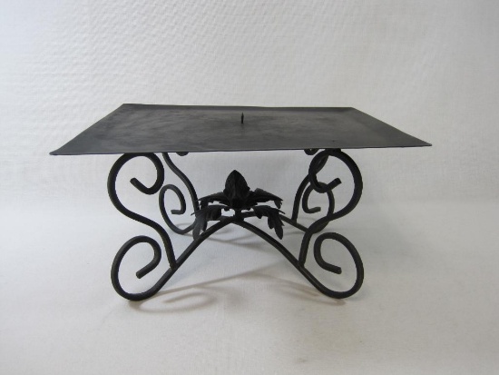 Black Metal Candle Pedestal Base, approx 12.5 x 12.5, 6.5 High