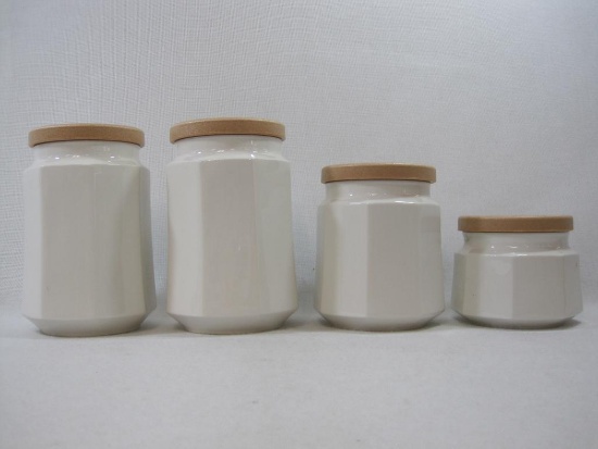 Nikko Classic Collection White Octagon Canister Set, 4 Pieces, made in Japan, New