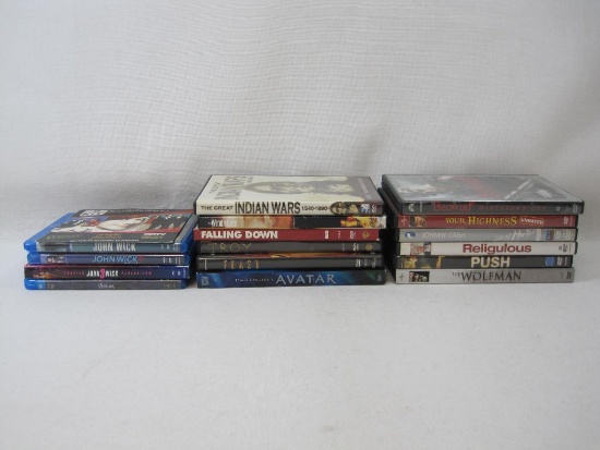 Assortment of DVD's including John Wick, 2, 3, Avatar, Venom, Johnny Cash Live at Montreux 1994 and