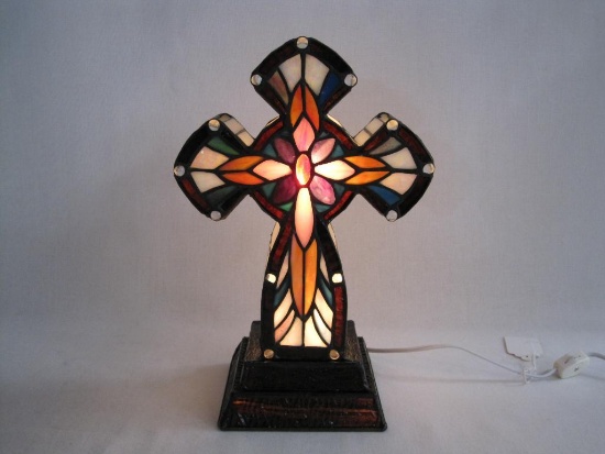 Stained Glass Tiffany Style Lighted Celtic Cross