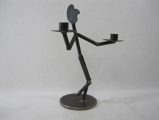 Welded Metal Candle Holder, approx 12 inches Tall