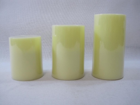 Candle Impressions Flameless Pilar Candle with Timer 3 Piece Set, Ivory, Graduated Size,