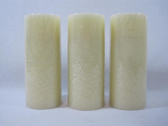Candle Impressions Set of 3 Flameless Pilar Candles, 8 inch, Ivory, Batteries Not Included