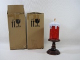 Two Bethlehem Lights Holiday Glitter Globe Flameless 10 inch Pedestal Candles, Red, Batteries Not