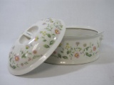 Andrea by Sadek Caroline Pattern Oven to Table Cookware Oval Ceramic Covered Casserole Dish, #8061,