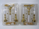 Bethlehem Lights Set of 6 Electric Window Candles with 4 Functions, White with Brass Style Base, 10
