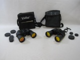 Two Sets of Binoculars in Carry Pouches includes Vivitar 7X50 Coated Optics, and made in China 10X50