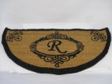 Front Door Mat, Semi Circle with R Initial, by Mayithara, approx 4 ft wide and 2 ft deep, New in Box