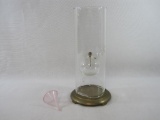 Clear Glass Oil Lamp with Metal Base, approx 13 inches tall