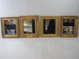 Four Framed Mirrors, Gold tone Coated Wood Frames, approx 11 x 13 inches, International Bazaar, made