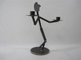 Welded Metal Candle Holder, approx 12 inches Tall