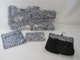 Lori Greiner Set of Five Travel Organizers with Tote bag, Zebra Print