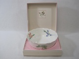 Gilt Serving Bowl with Irises in Original Box