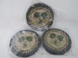 Set of Twelve Shamrock Trivet Mats by Artist Susan Burd, 10 x 10 inch Round Braided 100% Natural