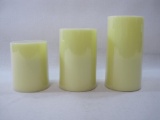Candle Impressions Flameless Pilar Candle with Timer 3 Piece Set, Ivory, Graduated Size,