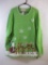 Quaker Factory XL Green Light up Christmas Sweater, flashing lights work, two CR2032 batteries not
