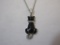 Sterling Silver Cat Pendant with Diamond (tested) Accents and Sterling Necklace