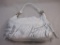 New B Makowsky White Leather Purse with Fringe Accent and Branded Storage Bag, 2 lbs