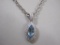 Judith Ripka Sterling Silver Necklace and Pendant with Aquamarine Colored Accent, 49.4 g total