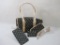 New Dooney & Bourke Black Domed Satchel Logo Print Purse with Wristlet, Eyeglass Case, and Branded