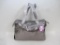 Robert Verdi Weekender Travel Satchel Bag with Cosmetic Clutch, Silver Metallic, New, 3 lbs 6 oz