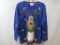 New Ladies The Quacker Factory Ramie/Cotton Blend Pullover Sweater, Large, Blue, Christmas Themed