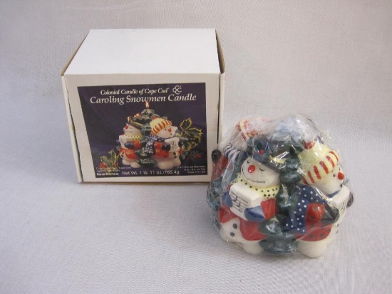 Colonial Candle of Cape Cod Caroling Snowmen Candle in original box, 2 lbs 1 oz